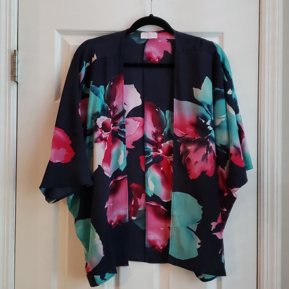 Pink Lily Watercolor Floral Kimono